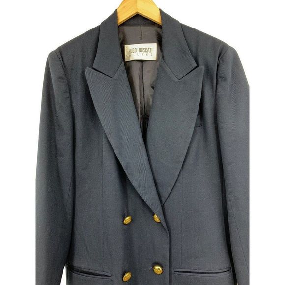 Vintage Hugo Buscati Wool Nautical Jacket Blazer Longline Women Size 12 L 2408 - Picture 9 of 16